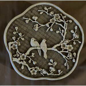 Faux Dynasty Ivory, Trinket/Jewelry Box,  Birds & Floral Made in Taiwan